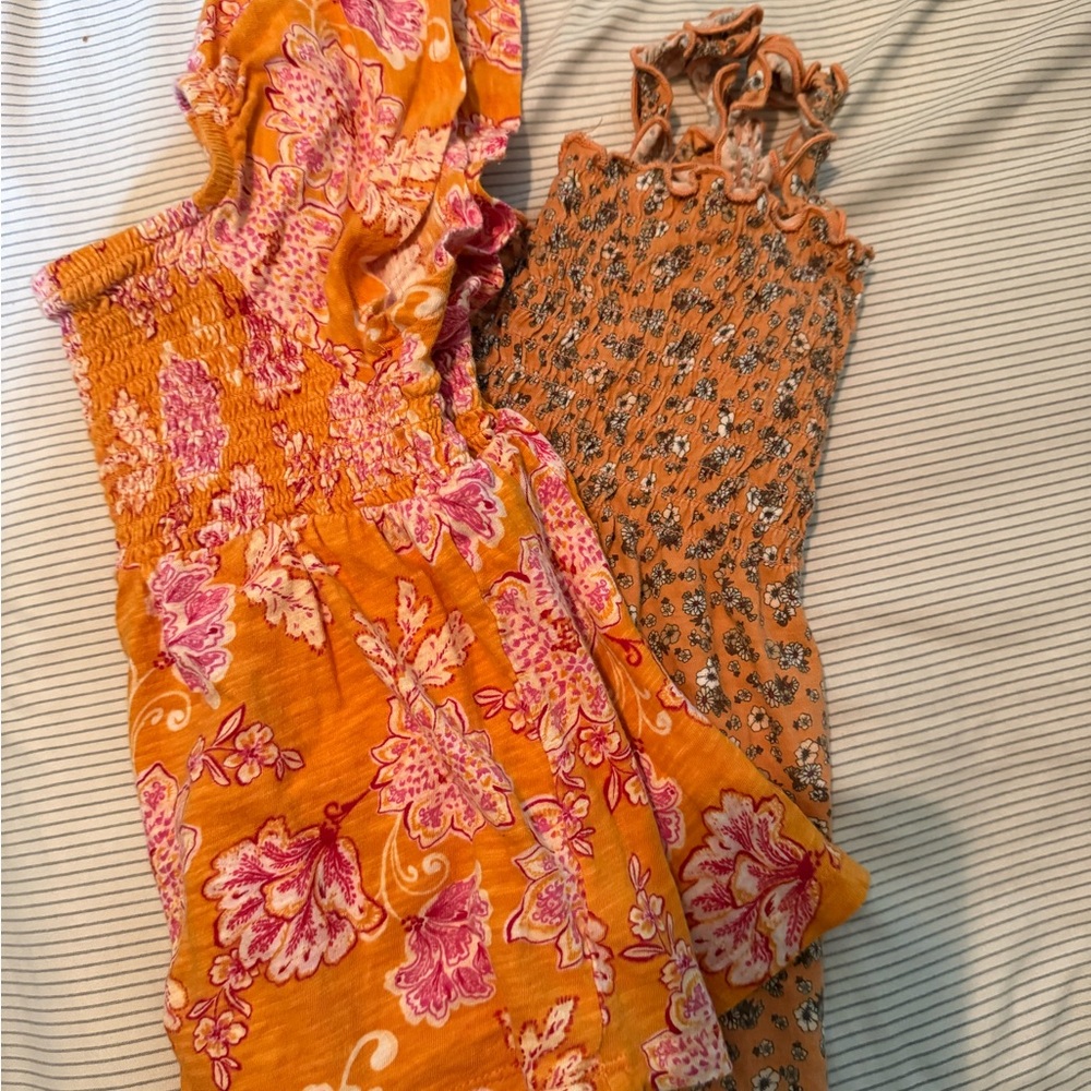 The Children's Place Orange and Pink Floral Tank Tops